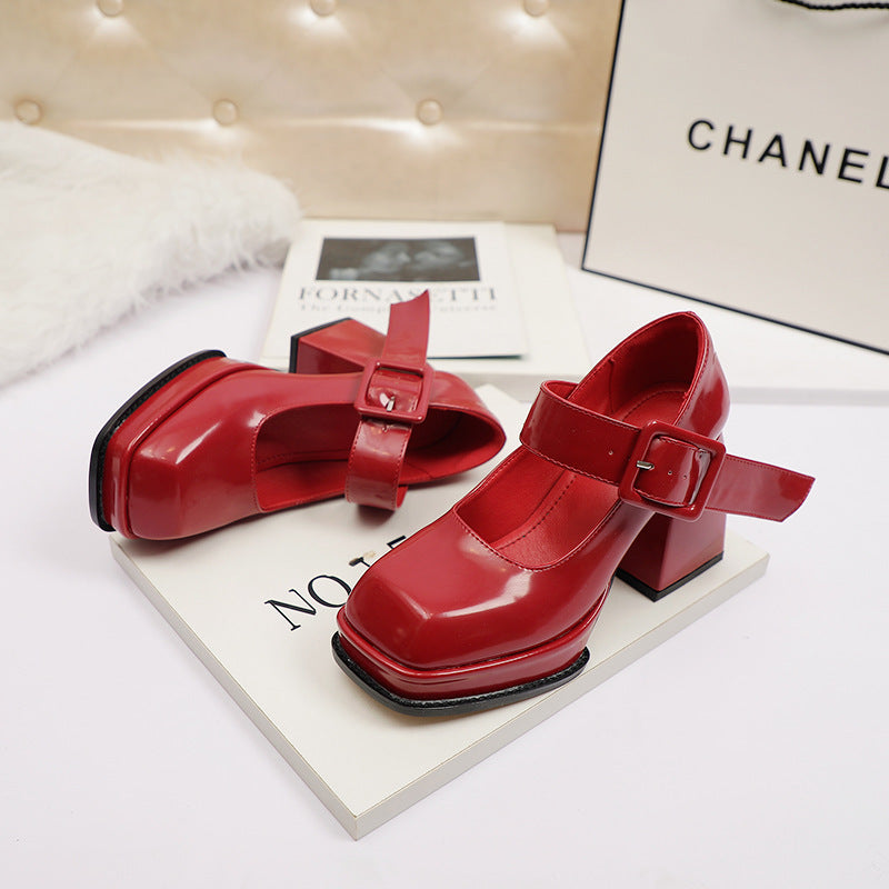 High heel Mary Jane shoes women French style