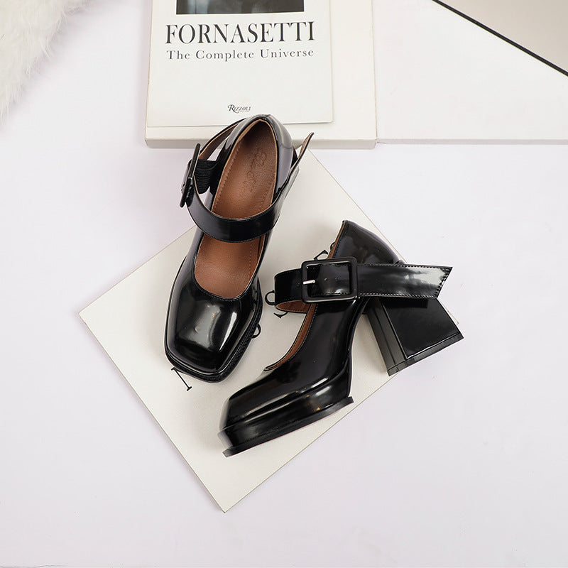 High heel Mary Jane shoes women French style