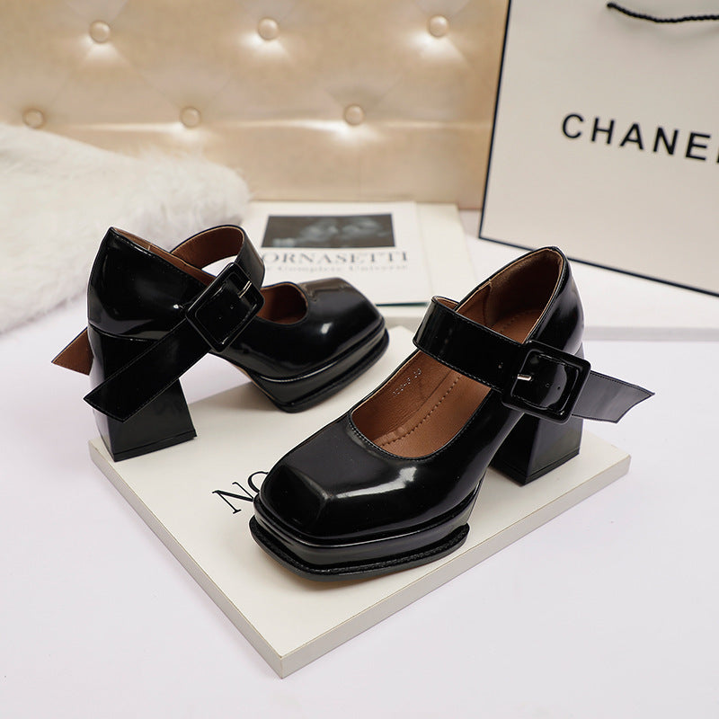 High heel Mary Jane shoes women French style