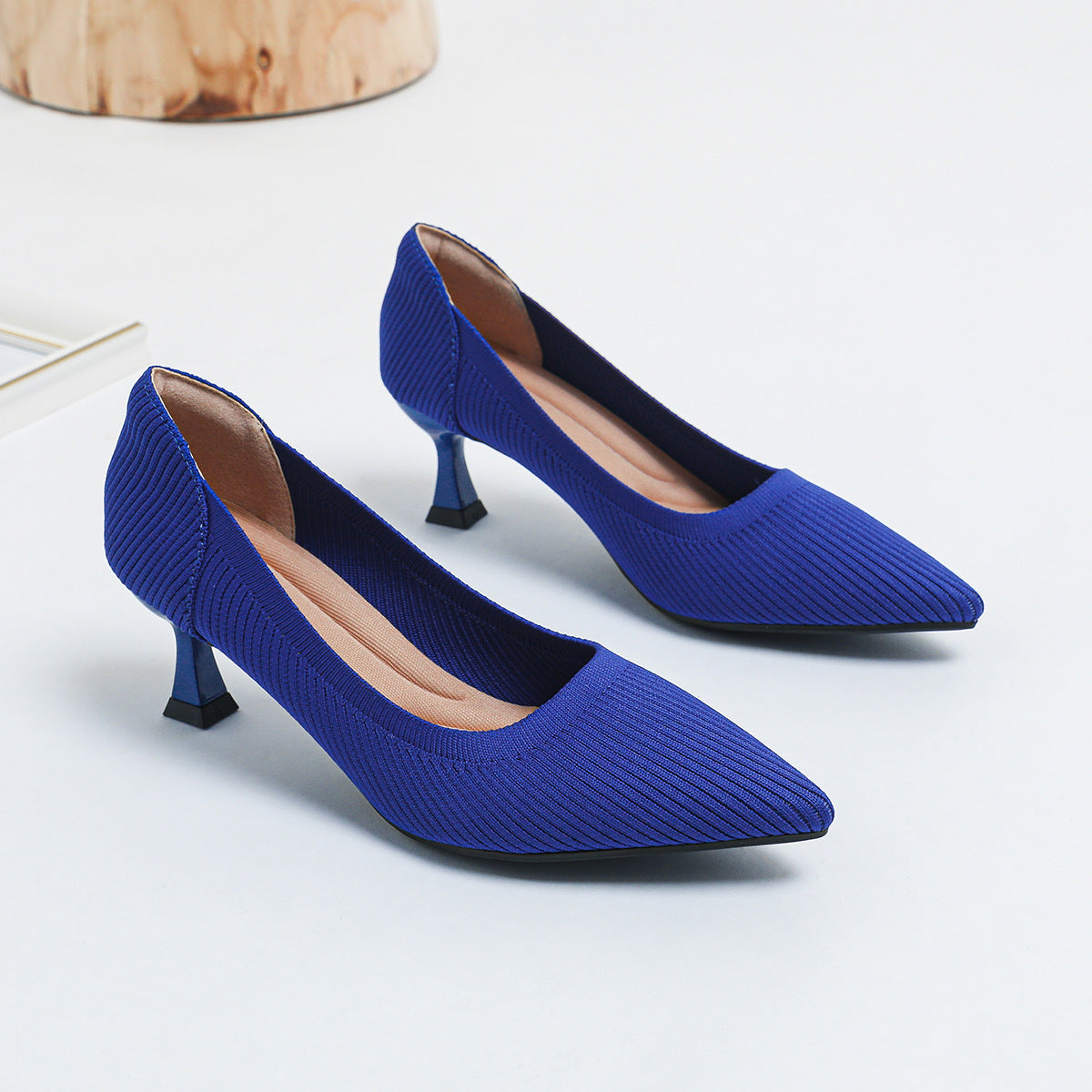 High Heel Fashion Straight Grain Flying Woven Shoes