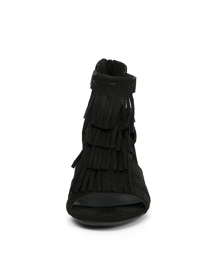 Fashion Back Zipper High Heel Fishmouth Roman Shoes