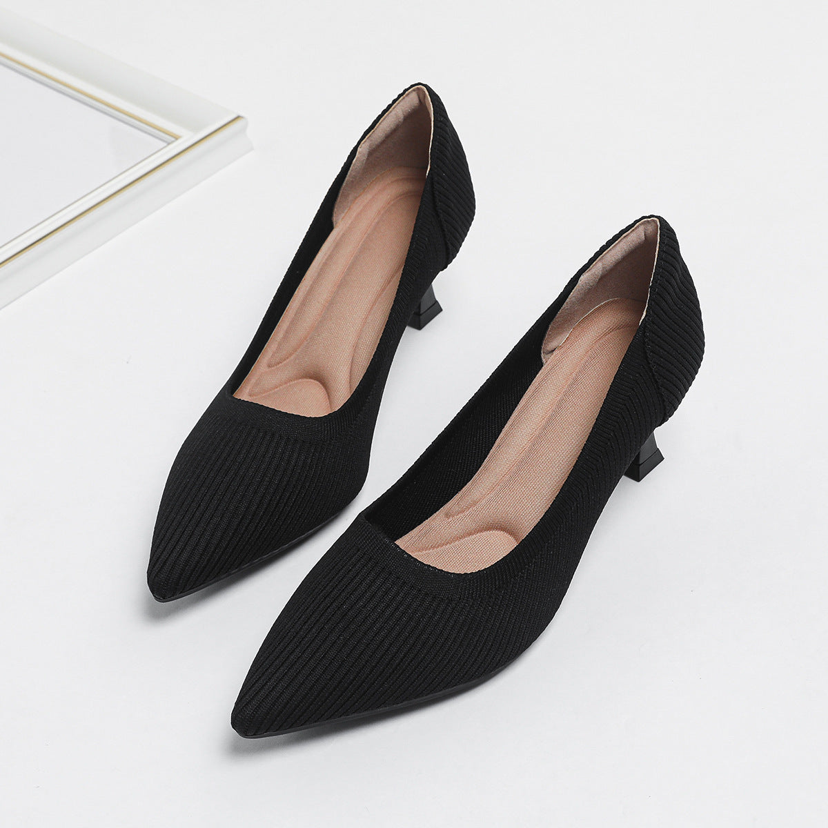High Heel Fashion Straight Grain Flying Woven Shoes