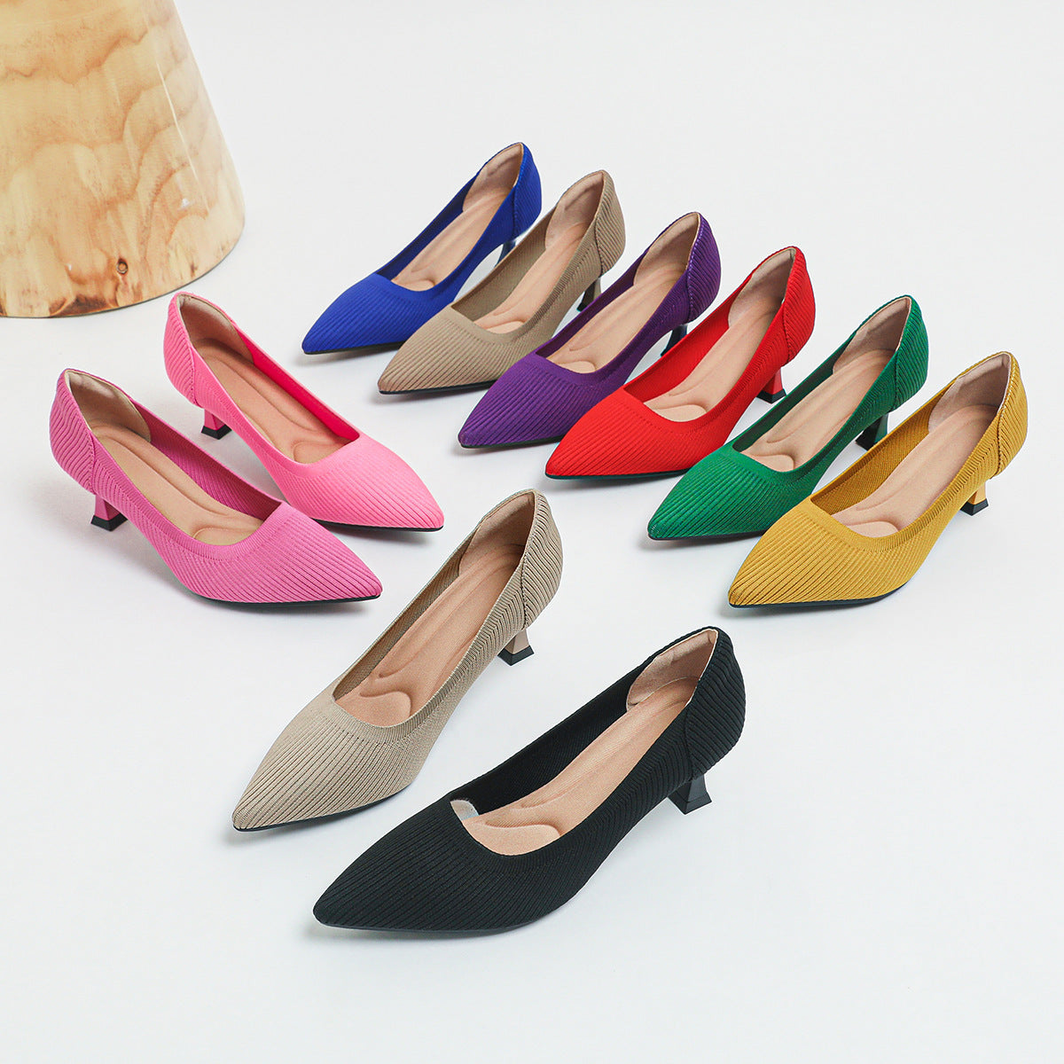 High Heel Fashion Straight Grain Flying Woven Shoes