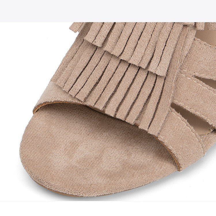 Fashion Back Zipper High Heel Fishmouth Roman Shoes