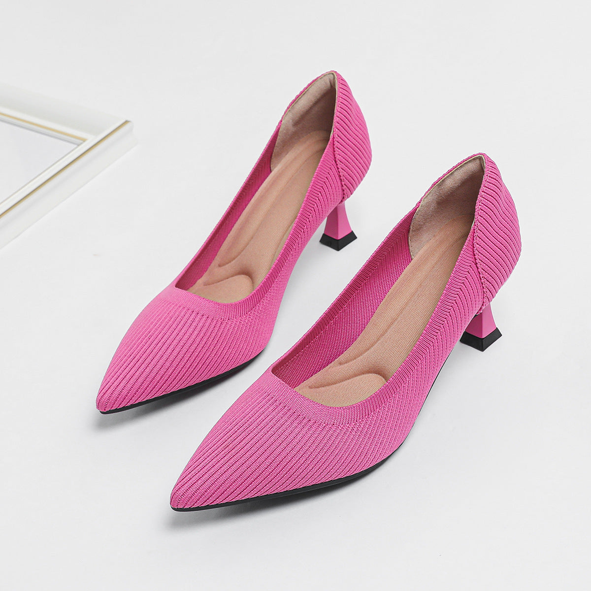 High Heel Fashion Straight Grain Flying Woven Shoes