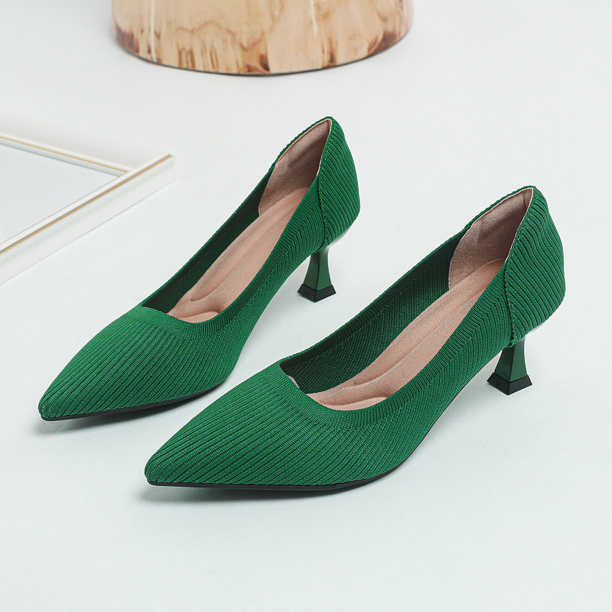 High Heel Fashion Straight Grain Flying Woven Shoes